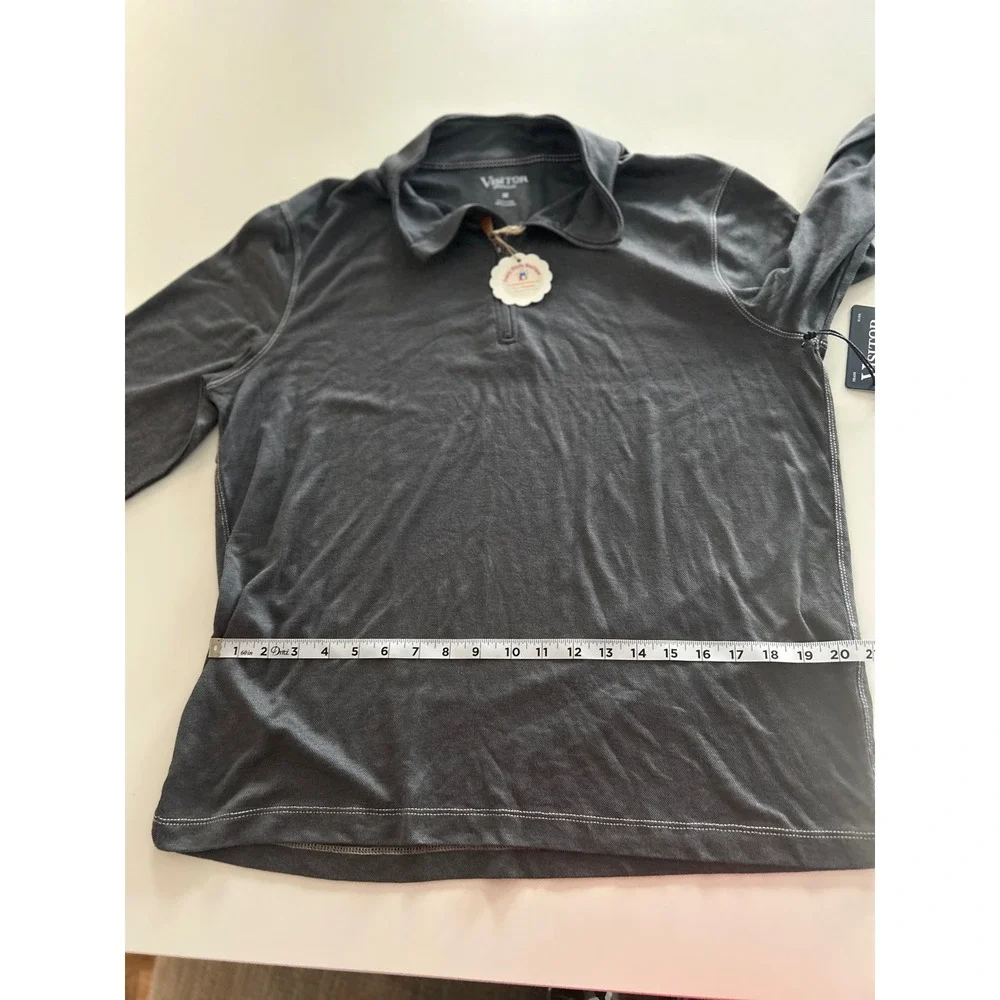 VISITOR Premium‎ Men's Charcoal Gray 1/4 Zip Long Sleeve Pullover Shirt Size M - Picture 2 of 9